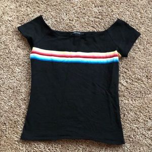 Below the shoulder rainbow shirt